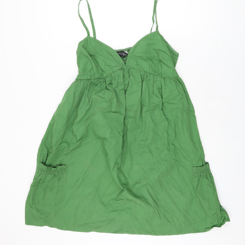 Dorothy Perkins Womens Green Cotton Shift Size 16 V-Neck Pullover