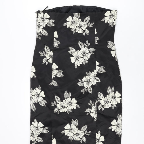 Principles Womens Black Floral Polyester Mini Size 16 Off the Shoulder Zip