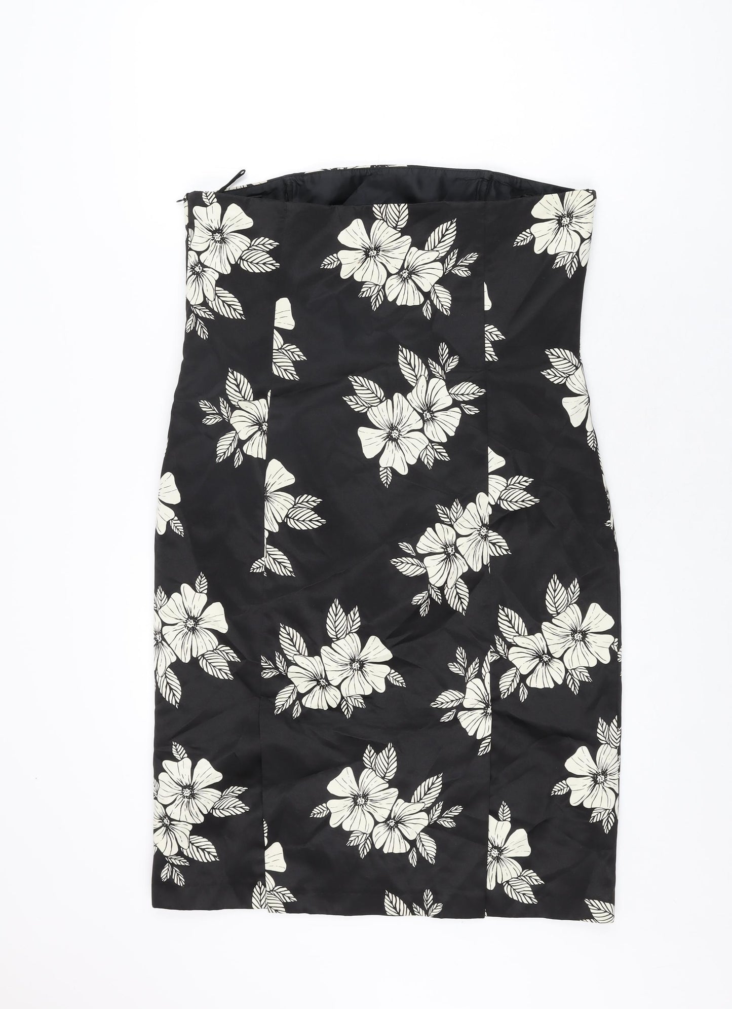 Principles Womens Black Floral Polyester Mini Size 16 Off the Shoulder Zip