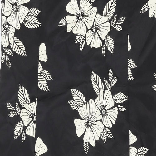 Principles Womens Black Floral Polyester Mini Size 16 Off the Shoulder Zip