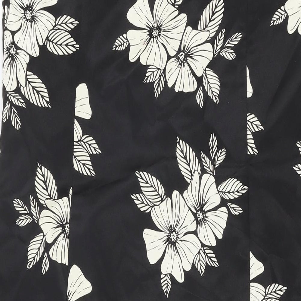 Principles Womens Black Floral Polyester Mini Size 16 Off the Shoulder Zip