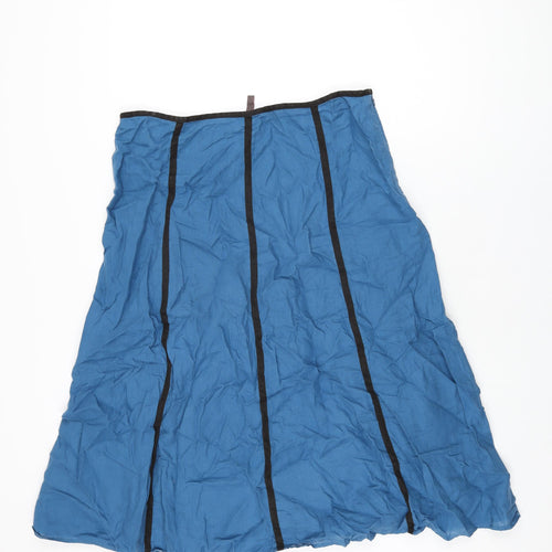 Wrap Womens Blue Linen Swing Skirt Size 14 Zip