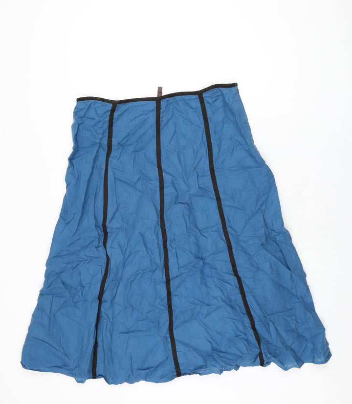 Wrap Womens Blue Linen Swing Skirt Size 14 Zip