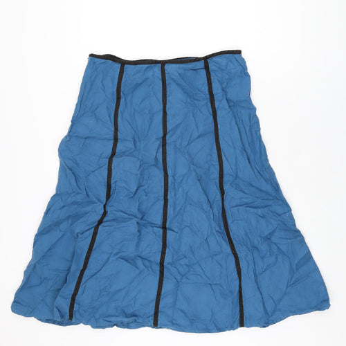 Wrap Womens Blue Linen Swing Skirt Size 14 Zip