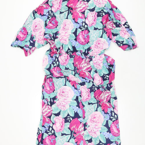 Yessica Womens Blue Floral Viscose Bodycon Size 18 V-Neck Pullover