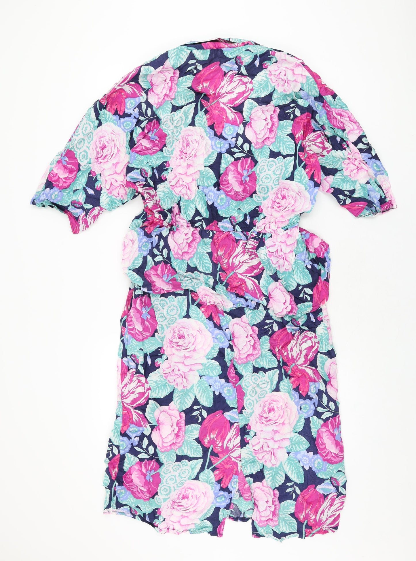 Yessica Womens Blue Floral Viscose Bodycon Size 18 V-Neck Pullover