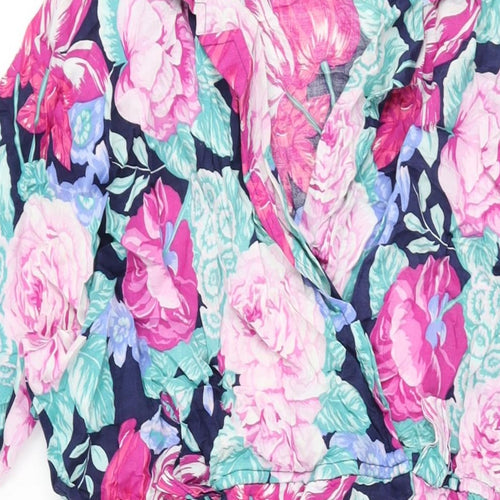 Yessica Womens Blue Floral Viscose Bodycon Size 18 V-Neck Pullover