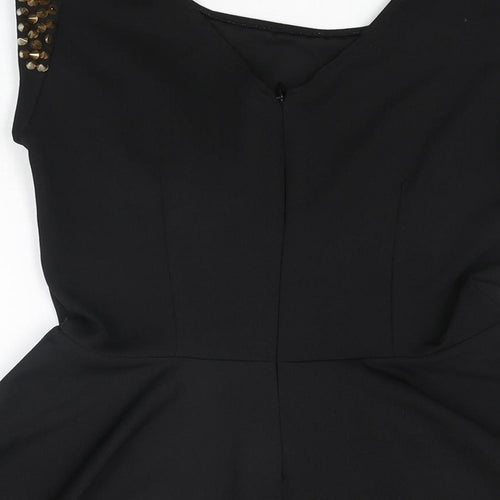 Point Womens Black Polyester Basic T-Shirt Size 10 Round Neck