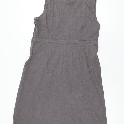 Boden Womens Grey Cotton Shift Size 16 V-Neck Zip