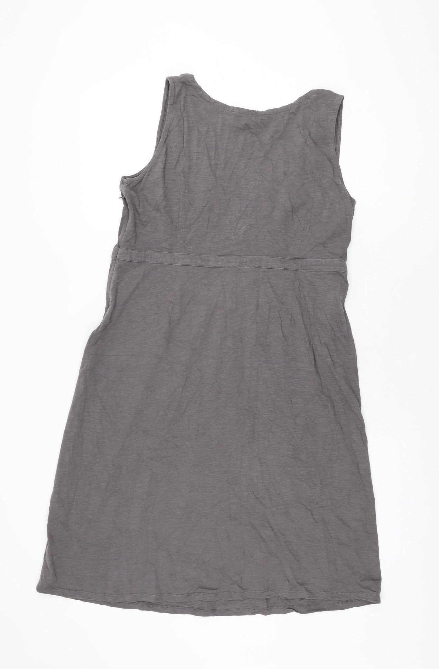 Boden Womens Grey Cotton Shift Size 16 V-Neck Zip