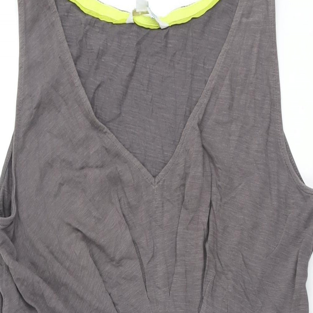 Boden Womens Grey Cotton Shift Size 16 V-Neck Zip