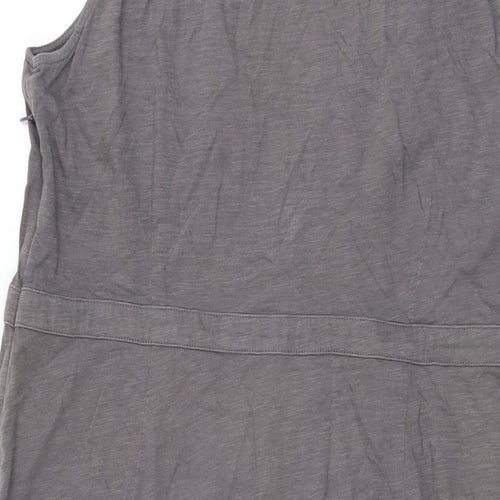 Boden Womens Grey Cotton Shift Size 16 V-Neck Zip
