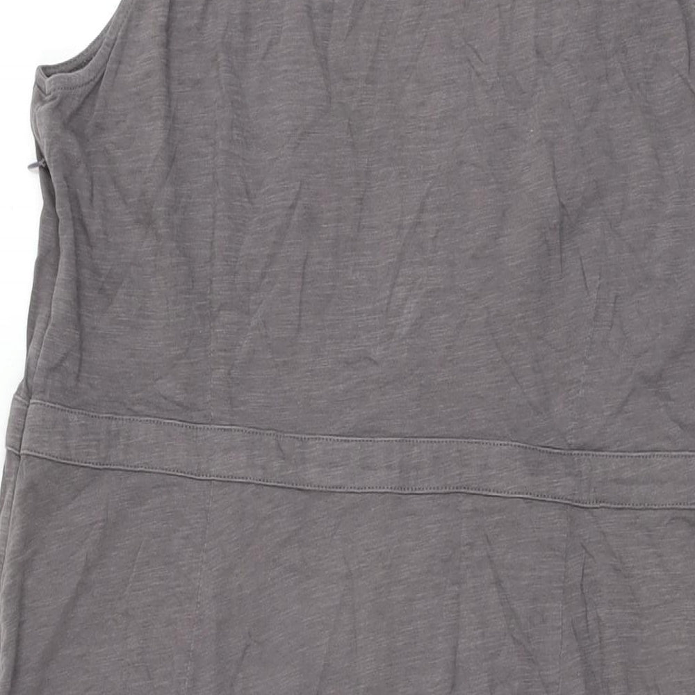 Boden Womens Grey Cotton Shift Size 16 V-Neck Zip
