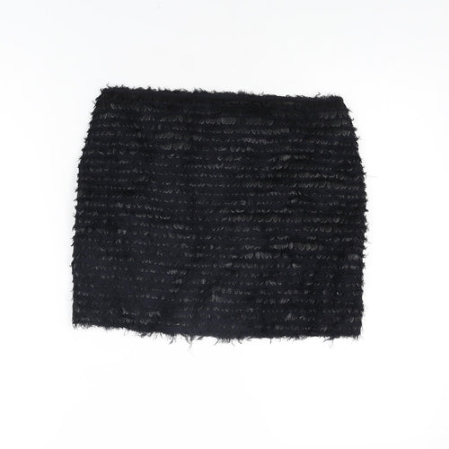 Zara Womens Black Polyester Mini Skirt Size XS Zip