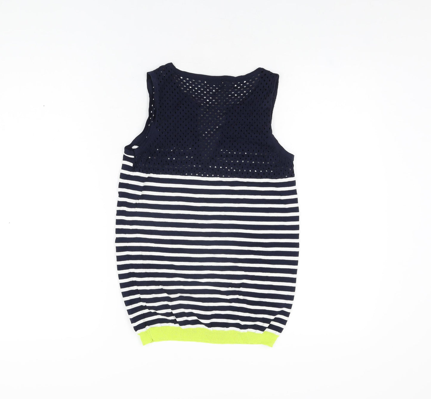 Odemai Womens Blue Striped Nylon Basic T-Shirt Size 6 V-Neck