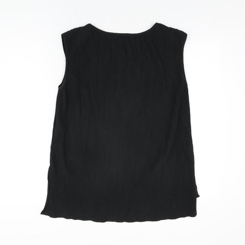 NEXT Womens Black Polyester Basic T-Shirt Size 8 V-Neck