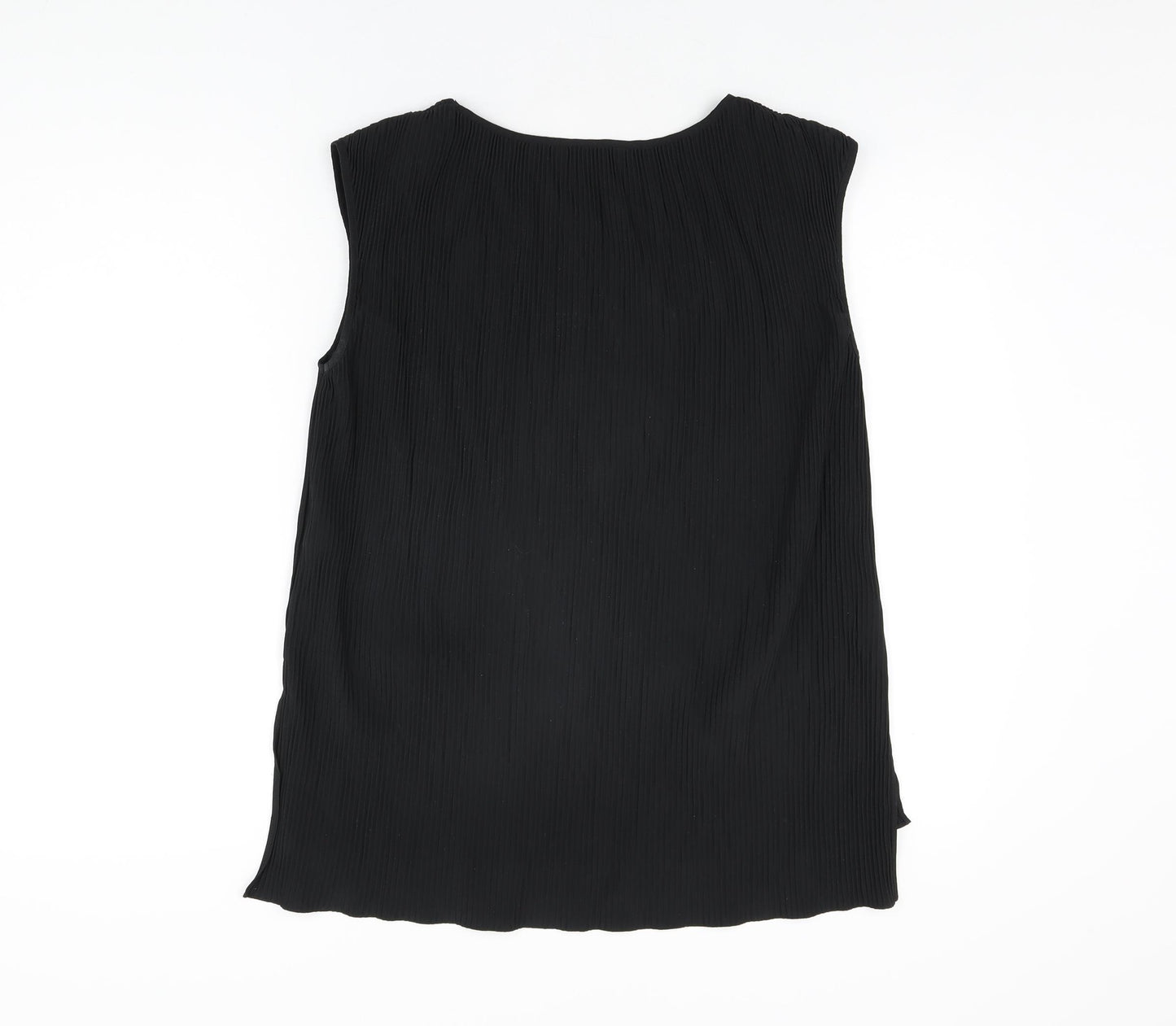 NEXT Womens Black Polyester Basic T-Shirt Size 8 V-Neck