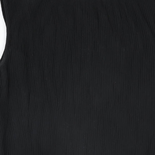 NEXT Womens Black Polyester Basic T-Shirt Size 8 V-Neck