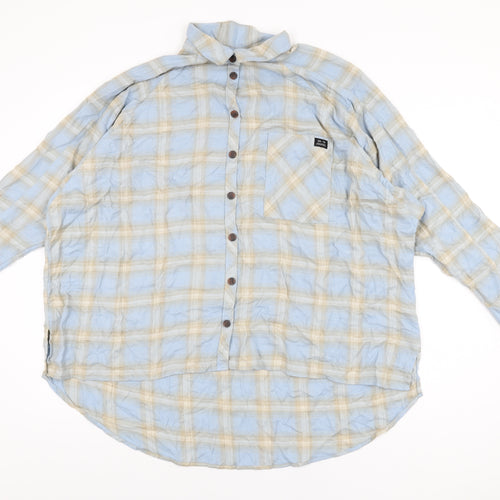 Urban Outfitters Womens Blue Plaid Viscose Basic Button-Up Size M Collared