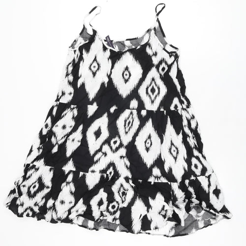Marks and Spencer Womens Black Geometric Viscose Shift Size 10 Scoop Neck Pullover