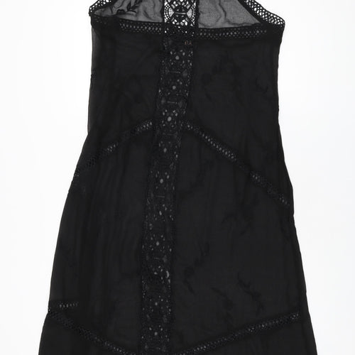 Faith Womens Black Floral Polyester Maxi Size M Halter Tie - Sheer