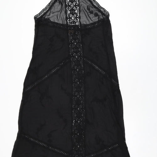 Faith Womens Black Floral Polyester Maxi Size M Halter Tie - Sheer