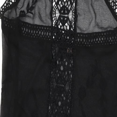 Faith Womens Black Floral Polyester Maxi Size M Halter Tie - Sheer