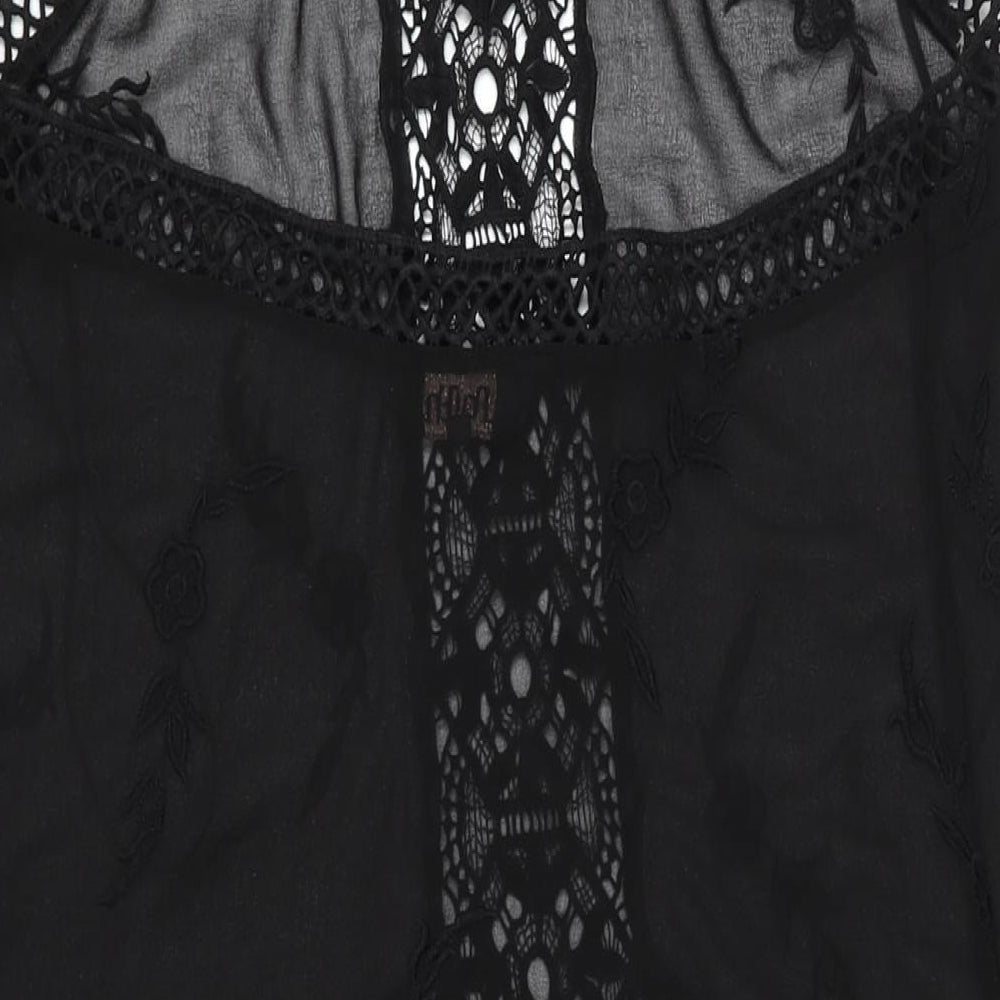 Faith Womens Black Floral Polyester Maxi Size M Halter Tie - Sheer