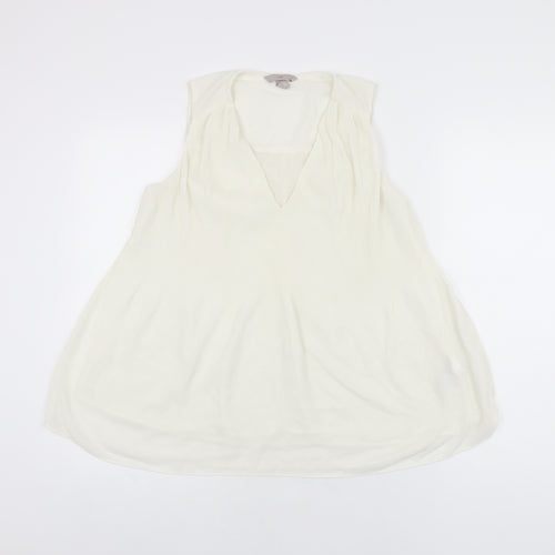 H&M Womens Ivory Polyester Basic Blouse Size S V-Neck