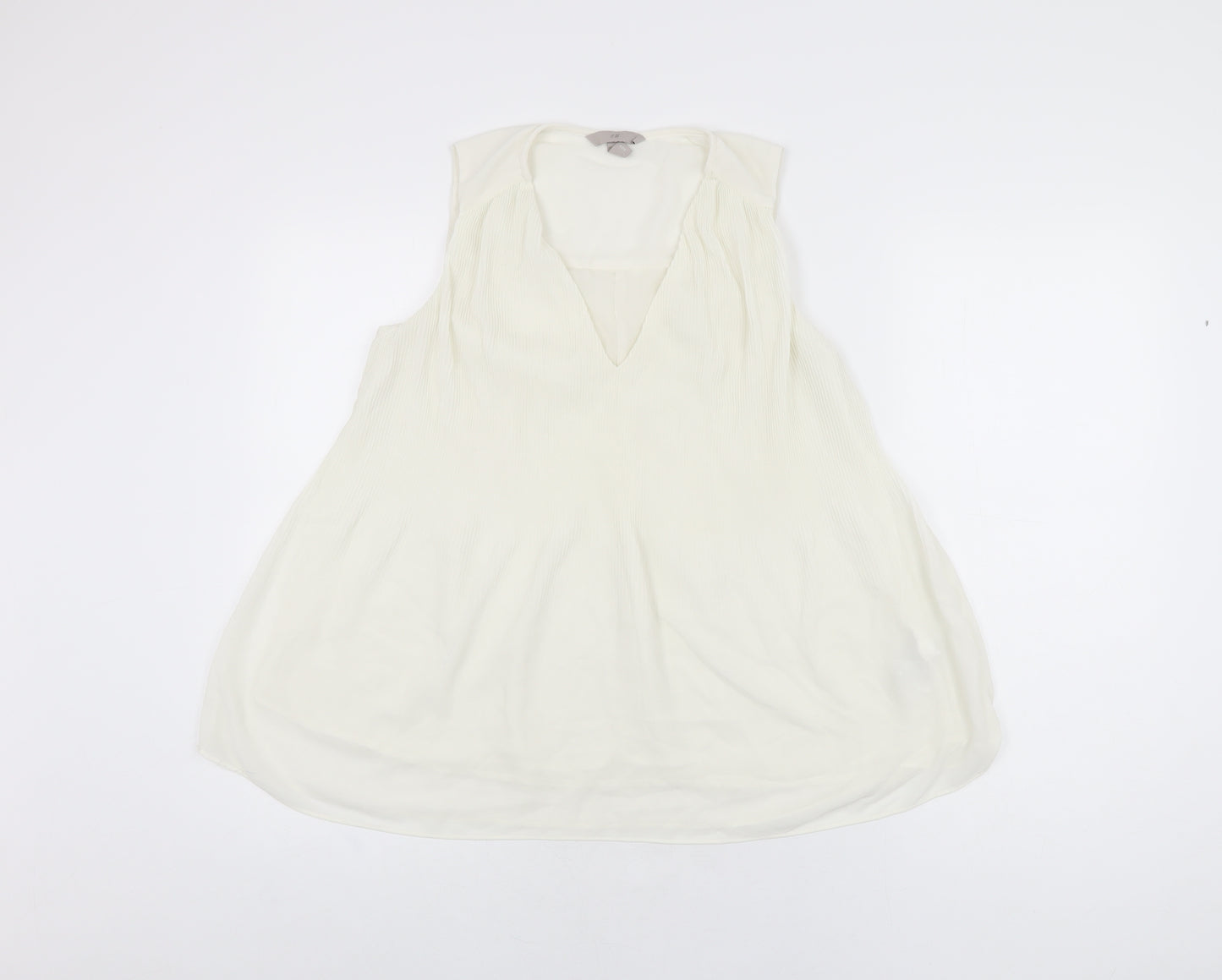 H&M Womens Ivory Polyester Basic Blouse Size S V-Neck