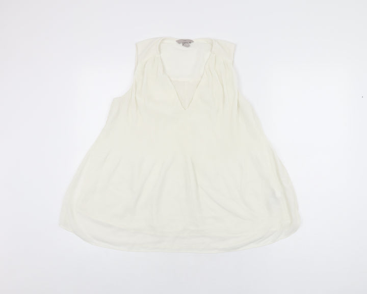 H&M Womens Ivory Polyester Basic Blouse Size S V-Neck