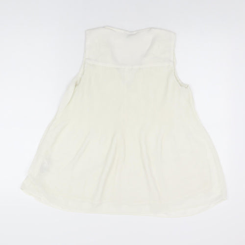 H&M Womens Ivory Polyester Basic Blouse Size S V-Neck