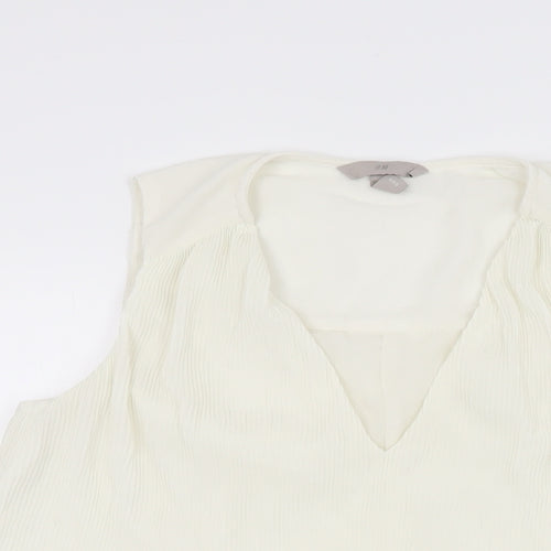 H&M Womens Ivory Polyester Basic Blouse Size S V-Neck