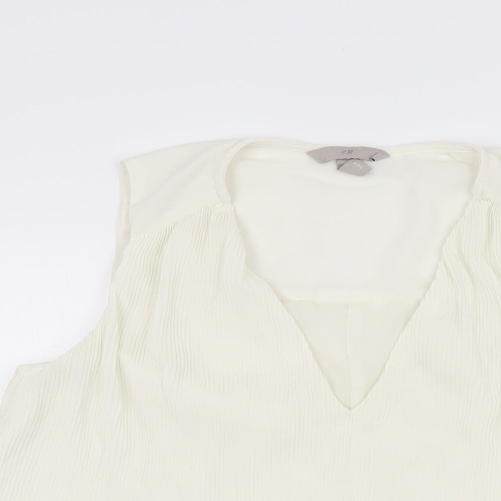 H&M Womens Ivory Polyester Basic Blouse Size S V-Neck
