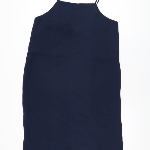 Monki Womens Blue Polyester Shift Size M Square Neck Pullover