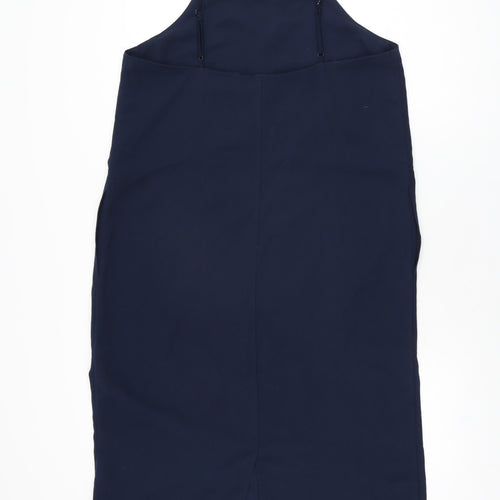 Monki Womens Blue Polyester Shift Size M Square Neck Pullover