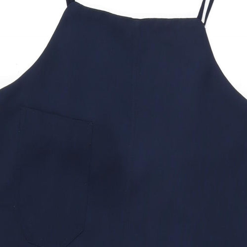 Monki Womens Blue Polyester Shift Size M Square Neck Pullover