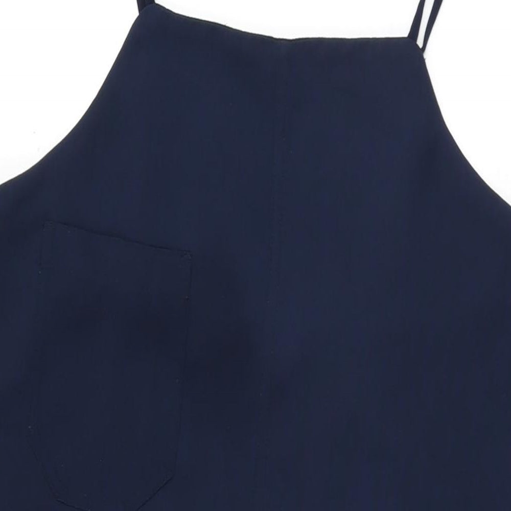 Monki Womens Blue Polyester Shift Size M Square Neck Pullover