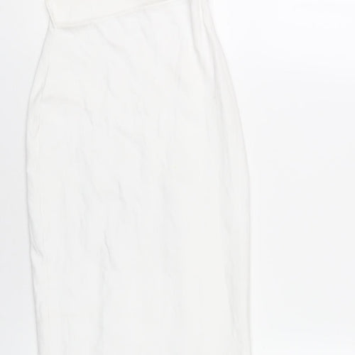 Zara Womens White Cotton Bodycon Size S One Shoulder Pullover