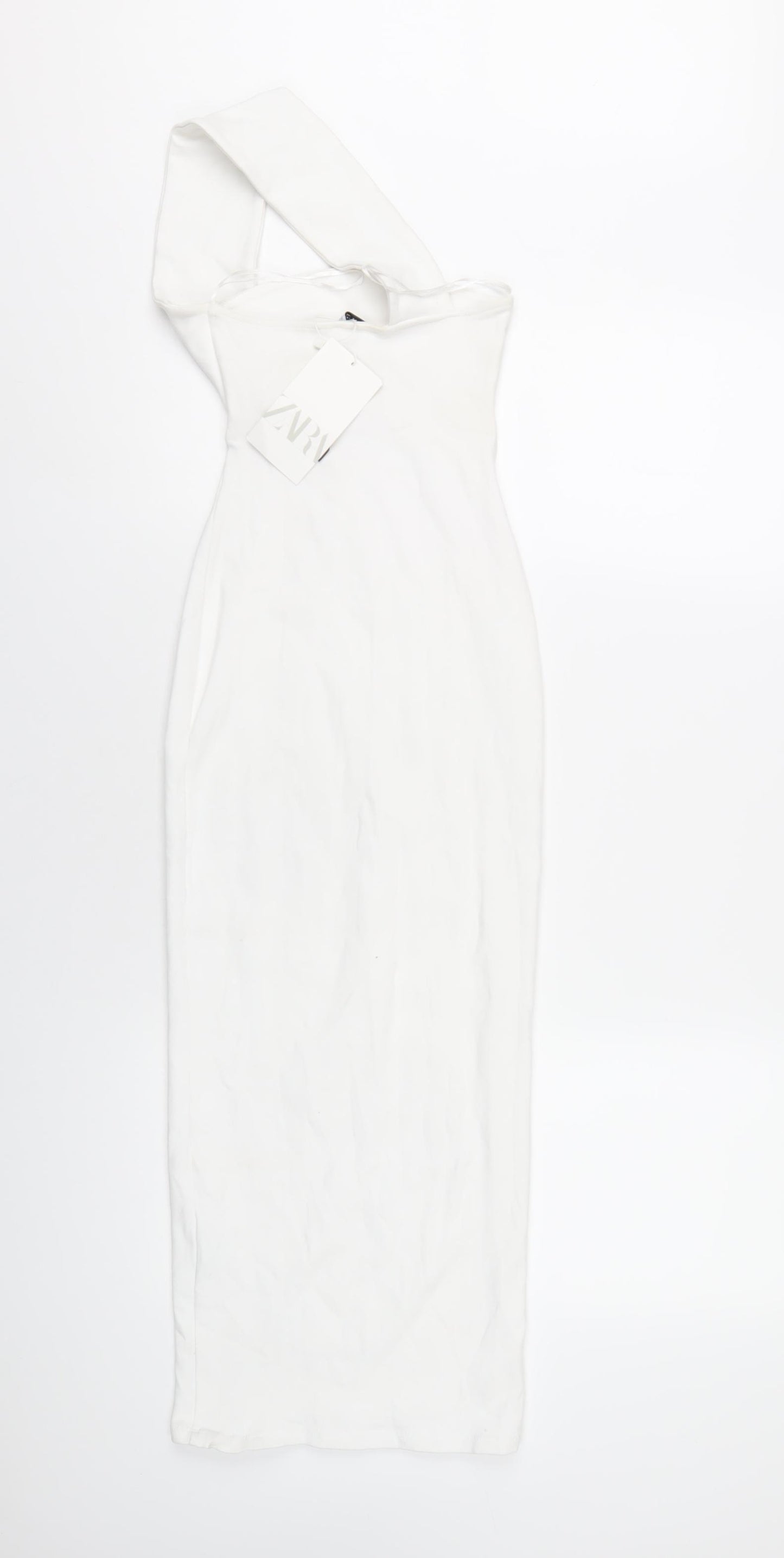 Zara Womens White Cotton Bodycon Size S One Shoulder Pullover
