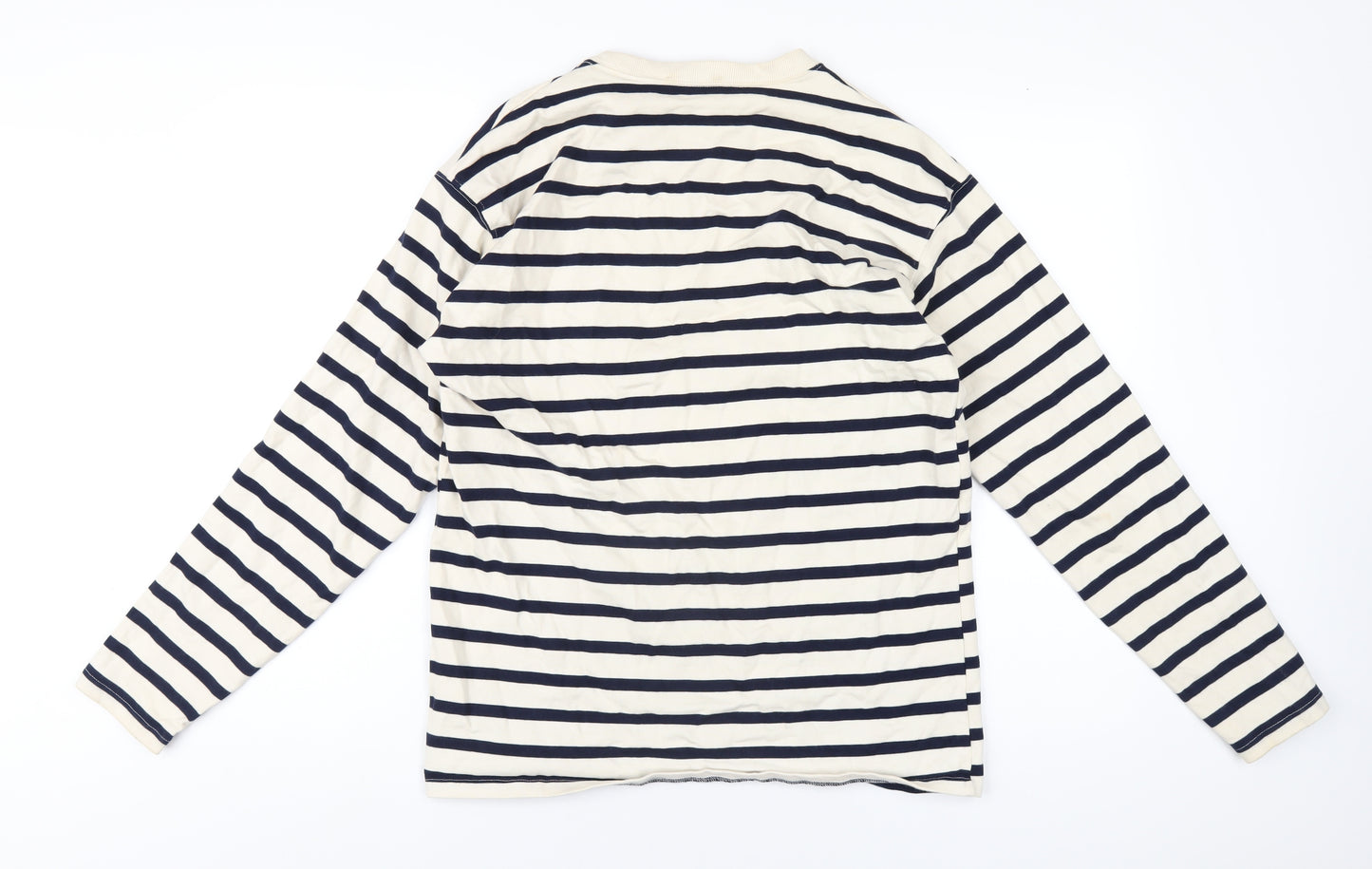 Zara Womens Ivory Striped Cotton Pullover Sweatshirt Size L Pullover