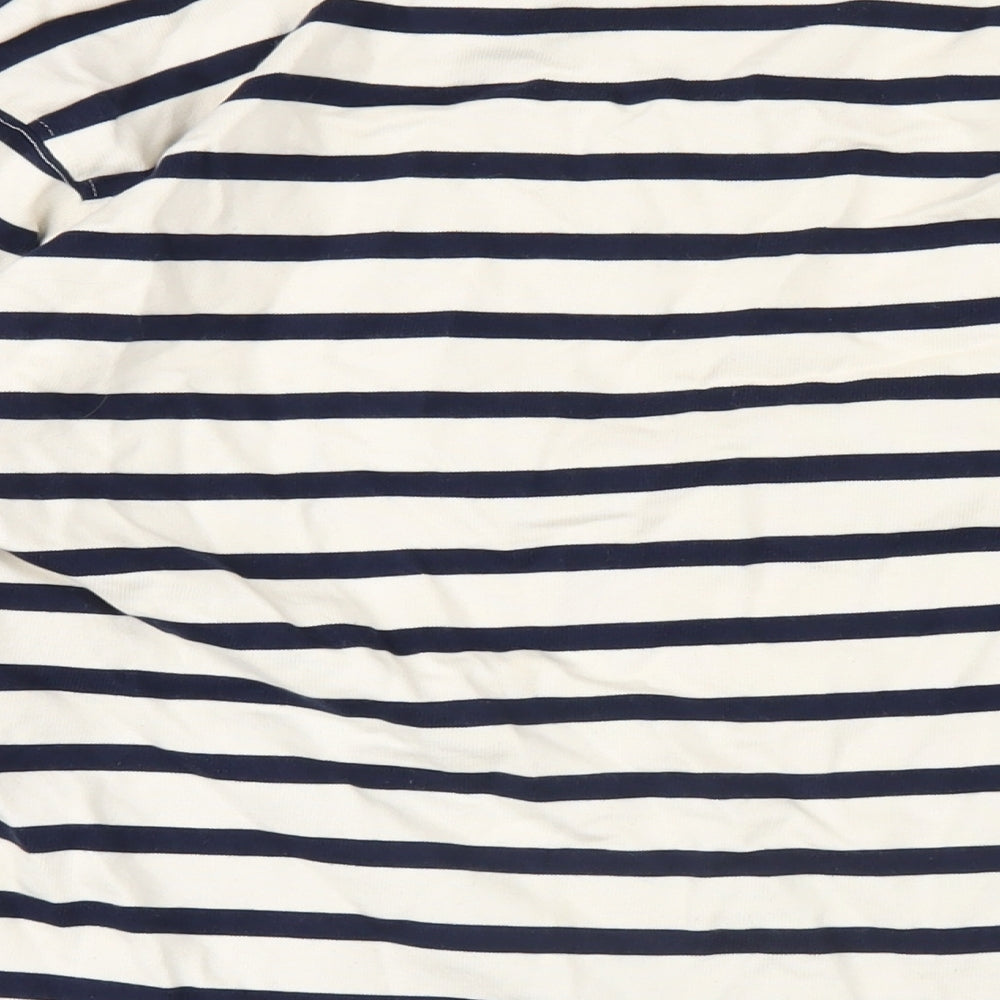 Zara Womens Ivory Striped Cotton Pullover Sweatshirt Size L Pullover