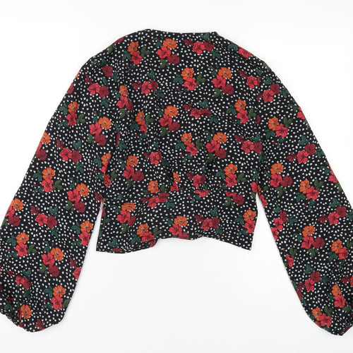 Topshop Womens Multicoloured Floral Polyester Cropped Blouse Size 6 V-Neck