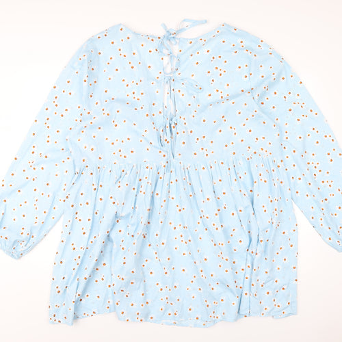 Yours Womens Blue Floral Polyester Basic Blouse Size 24 V-Neck