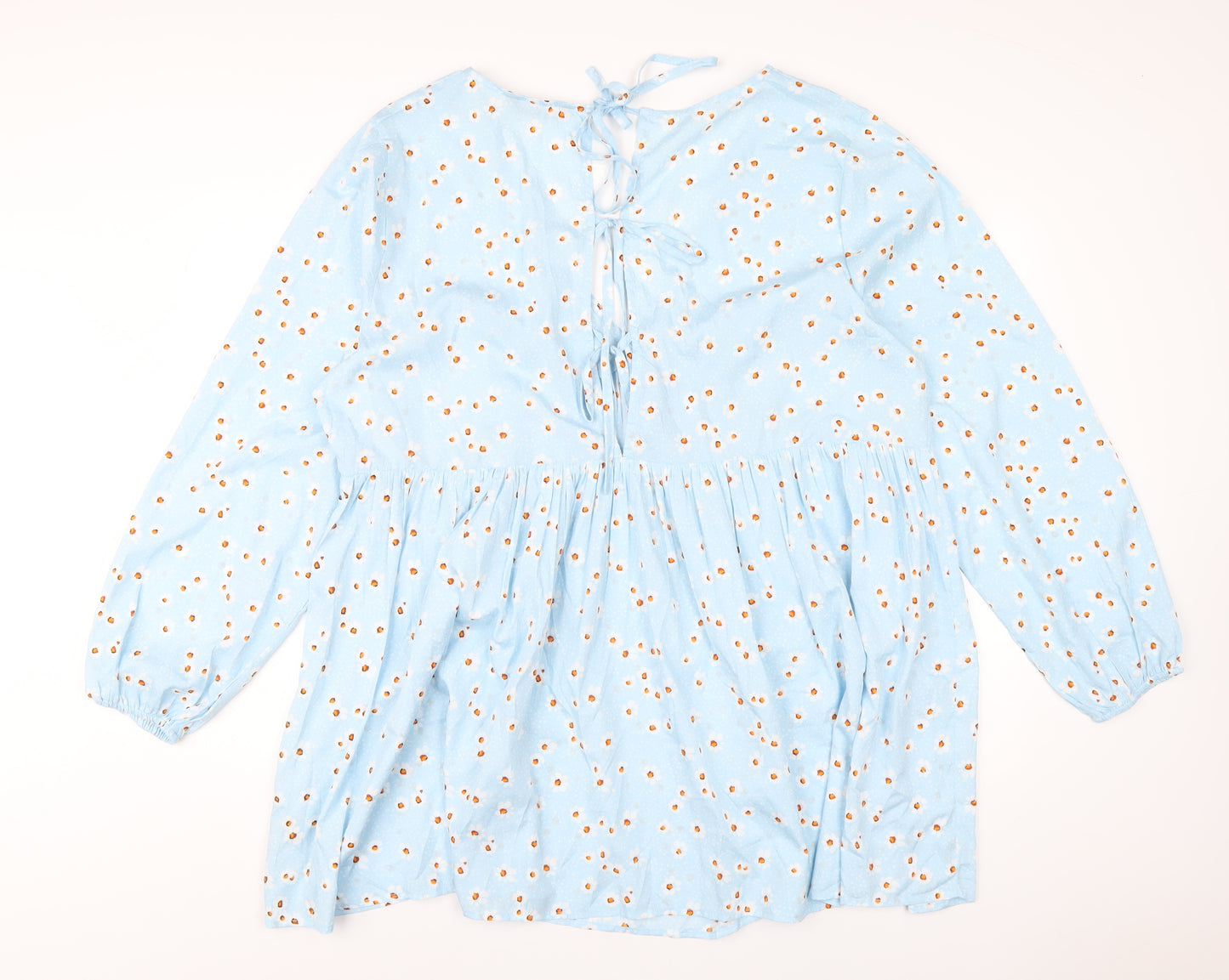 Yours Womens Blue Floral Polyester Basic Blouse Size 24 V-Neck