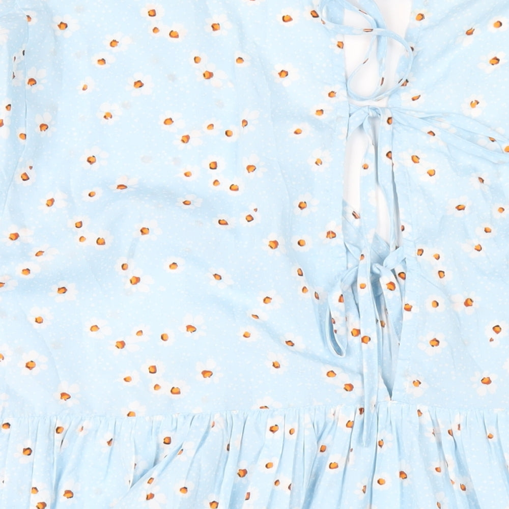 Yours Womens Blue Floral Polyester Basic Blouse Size 24 V-Neck