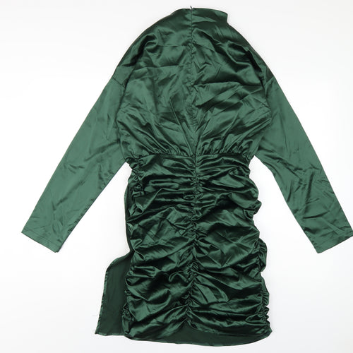 I SAW IT FIRST Womens Green Polyester Bodycon Size 10 Mock Neck Zip