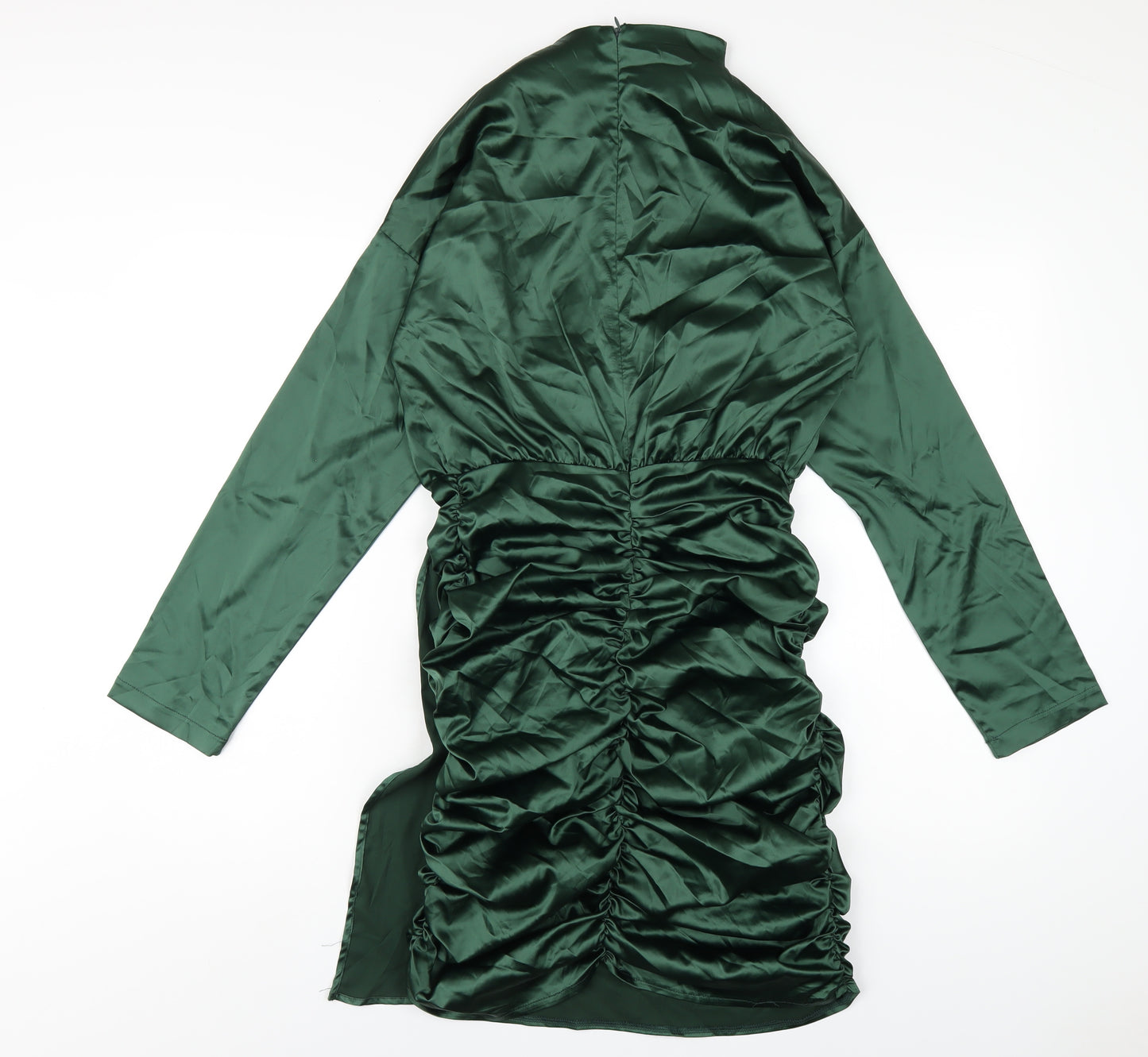 I SAW IT FIRST Womens Green Polyester Bodycon Size 10 Mock Neck Zip