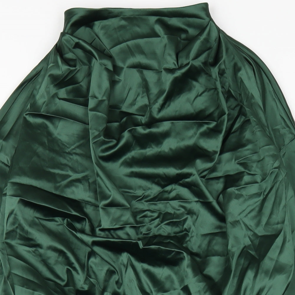 I SAW IT FIRST Womens Green Polyester Bodycon Size 10 Mock Neck Zip