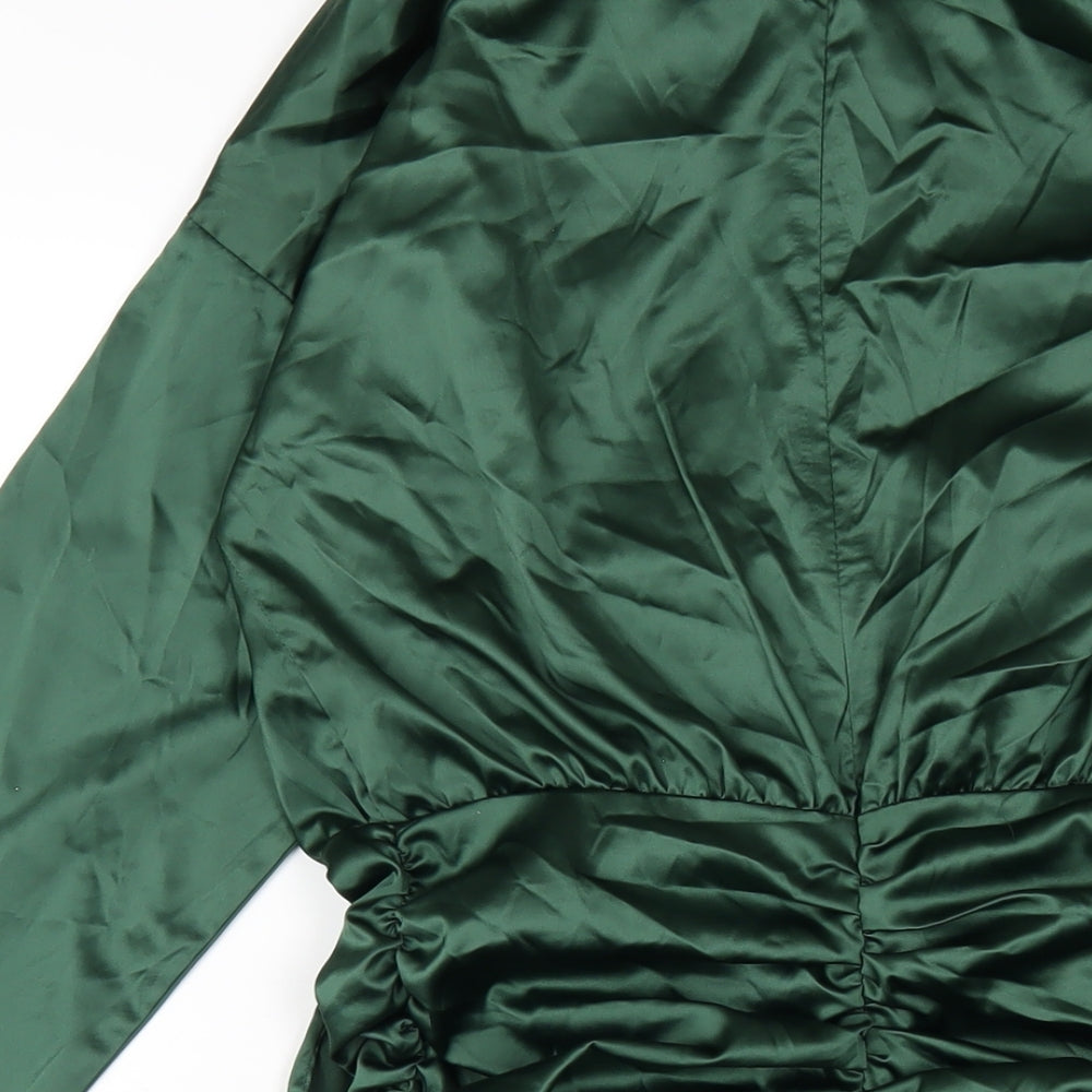 I SAW IT FIRST Womens Green Polyester Bodycon Size 10 Mock Neck Zip